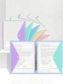 3Pcs Multi‑Color A4 11‑Hole Snap Button File Pouches, Transparent PP Binder Insert Pockets, Document Organizer For Back To School Student Office Supplies,Document Folder - Sets - View 7