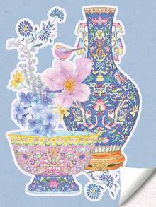 One Set Of 3D Scene‑Building Stickers, Chinese‑Style National Series National Porcelain Pottery, Decompression Children's Journal Stickers - 21.0 Dragon Ear Wall Vase - View 5