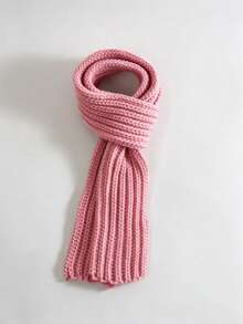 1pc Unisex Kids Cute Solid Color Knitted Warm Scarf, Autumn/Winter Style, Suitable For School, Outdoor, Party, Holiday Gift, Photo Outfit - Multicolor - View 8