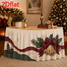 1pc Tablecloth & Table Skirt Set, Holiday Design, Home & Office Event Backdrop, Seasonal Celebration Table Decor, Winter Theme Decoration, High-End Banquet Decor - Multicolor - View 6