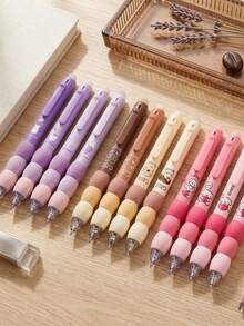 24 PCS Cute Cartoon Erasable Gel Pens, Soft Grip, Press-Button 0.5Mm Fine Tip, Adorable Pet And Food Patterns, - Back-To-School Supplies - Multicolor - View 3