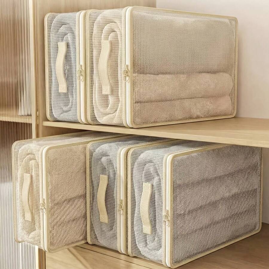 Stackable Closet Storage Container, Collapsible Clothing Divider Organizer, Space Saving Wardrobe Accessory For Bedroom