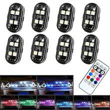 Luces estroboscópicas LED inalámbricas para decoración de coche, luz de ambiente de 8 colores, luces LED recargables, luz de advertencia LED anticolisión - A - Ver 6