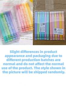 1/6/12pcs Dual-Tip Fluorescent Highlighter Pens, Student Stationery, Suitable For Key Marking, Creative Student Marker, First Day Of School - Multicolor - View 9