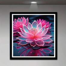 1PC DIY 5D Diamond Painting Kit Lotus Pattern - Round Full Diamond Art Mosaic Craft, Home Wall Decor, Unframed - No Frame - View 3
