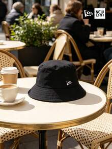 New Era Bucket Hat, Small White Flag Logo Embroidered Black Bucket Hat, Unisex Outdoor Sun Protection Hat - Black - View 4