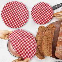 3PCS Multi-Size Reusable Bowl Covers, For Christmas Holiday Bread Fermentation, Red And White Plaid Pizza Dough Covers, Suitable For Parties, Elastic Covers, Suitable For Yeast Fruit Salad (0.5-0.8cm Plaid Mixed) - Red - View 5