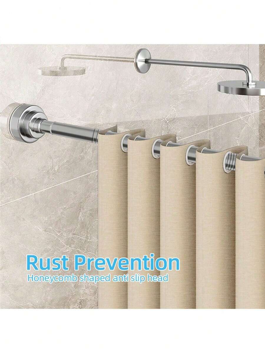 1pc Adjustable Stainless Steel Clothes Rack, Extendable Bathroom Towel Bar, Clothes Rack, Curtain Rod, Closet Hanging Rod, Also Suitable For Retractable Shower Curtain Fixing And Balcony Use. No Drilling Required, Suitable For Curtains, Doors And Various Items In The Bedroom. - A - View 1