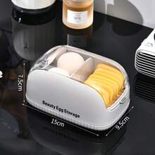 Cosmetic Sponge Storage Box With Dust Cover, Portable Powder Puff Compartment Organizer, Suitable For Home Decor, Room Decoration, Back To School Season, Travel Essentials, Dormitory Essentials, Halloween Gifts, Christmas Gifts - Multicolor - View 9