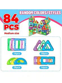 Magnetic Building Blocks Set - Creative DIY Assembly Toy, Enhances Hand-Eye Coordination, Promotes Brain Development, Colorful ABS Magnets, Suitable As Holiday/Birthday Gift - Random Color - Multicolor - View 18