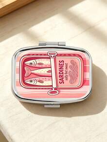 Canned Sardine Square Pill Box, Portable Medication Storage Compartment, Mini Metal Storage Box, Portable Jewelry And Pill Box, Travel Pill Box, Large Compartment, Weekly Medication Organizer, Suitable For Daily Medication And Vitamins, Essential For Doctors And Nurses, Emergency Needs, Travel, Hiking Emergency Rescue, Personalized Creative Gift With Cartoon Logo, Unique Gift, Birthday Gift, Holiday Souvenir, Back To School Gift, Graduation Gift - Multicolor - View 9
