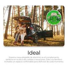Mesa Plegable Camping Picnic Ajustable 1.20 Portátil 4 Sillas Color Plateado - Negro - Ver 8