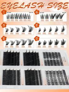 CMAYOME 450/530/570/600pcs False Eyelashes (Including Adhesive, Styling Solution, Tweezers), Mixed Style Single Cluster Eyelashes, Soft, Natural And Easy To Use Eyelash Clusters, Large Capacity Fluffy And Thick Classic Style, Suitable For Daily Use - Multicolor - View 7