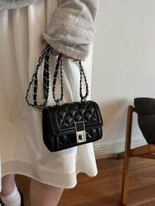 2026 Mini Women's Bag, Spring/Summer New Style, Fashionable Quilted Chain Crossbody Shoulder Bag, Small Square Purse For Travel - Black - View 2
