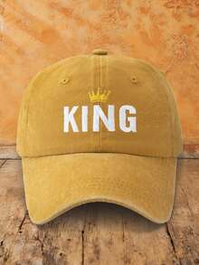 MAKEFGE 1件中性戶外休閒時尚字母刺繡皇冠 KING 水洗防曬可調尺寸軟頂棒球帽，適合日常配戴 - B型 - 查看 16