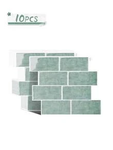 WalDecoo 1/10/20 Sheets (11.6"X9")Peel And Stick Backsplash, Sage Cement Textured Subway Tile, Glossy, Heat/Moisture Resistant, Kitchen/Bathroom, Renter Friendly - Green Stone Pattern Train - View 9