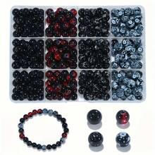 12‑Grid Multi‑Color Glass Beads Kit,Mixed Round Glass Beads In Storage Box,DIY Handmade Bracelet Necklace Jewelry Making Supplies(Black Gray White) - Multicolor - View 15