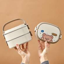 850/1500ML 304 Stainless Steel Lunch Box With Sauce Box, Cute Cartoon Pattern Portable Large Capacity Bento Box, Insulated Anti Scalding Lunch Container With Handle, Sealed Fruit Salad Food Storage Container - Multicolor - View 4