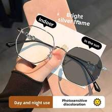 A Pair Of Cat-Eye Metal Stylish Sexy Solid Color Photochromic Glasses, Suitable For Daily Use - Clear - View 8