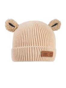 1pc Bear Ear Crochet Hat For Kids, Toddler Autumn/Winter Daily Warm & Cold-Proof Beanie - Multicolor - View 10