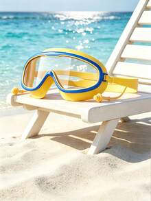 1pc Large Frame Swimming Goggles, One-Piece Design With Built-In Earplugs, High Definition Anti-Fog, Soft Silicone Seal Waterproof, Wide Field Of View Lenses; Adjustable Elastic Headband, Comfortable Fit Without Pressure On Eyes - Swimming Goggles - View 4