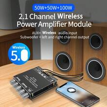 2.1 Channel Subwoofer Amplifier Board, HiFi Subwoofer Power Amplifier, Supports Bass And Treble Adjustment, 50W+50W+100W Stereo Digital Audio Module, Suitable For Home Theater DIY Speakers, DC Power Supply, Max Voltage 36V, Battery Not Included - A - View 2