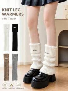 2 Pairs Random Autumn/Winter Women's Ribbed Knit Leg Warmers, Soft Thick Winter Warm Loose Boot Cuffs, Elastic Fashion Stacked Calf Socks, Versatile Elegant Boot Leg Covers Leggings Daily Set, Ideal Gift For Women - Multicolor - View 4