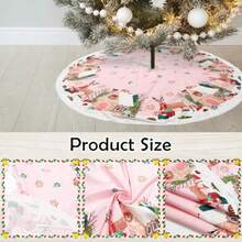 YQQChristmas Tree Skirt Pink Gingerbread House Reindeer Xmas Tree Mat Decoration For Winter Holiday Party Home Decor, 48 X 48 Inch1269 - Pink - View 3