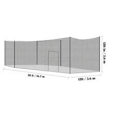 55x12x12FT Baseball Hitting Net, Outdoor Batting Cage Netting With Door, Softball Practice Training Net For Backyard, Field & Sports Training - Black - View 4