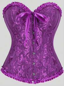 Elegantes Vintage-Korsett-Top im Hofstil mit Vorderknöpfen, Schnürung hinten, Taillenformung durch Stäbe, geeignet für Hochzeit, Party, Halloween-Outfit - Verschiedenfarbig - Übersicht 112