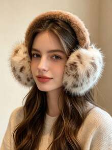 1PC/6PCSFashion Ladies Fuzzy Faux‑Fur Ear Warmers, Retro Leopard Pattern Plush Earmuffs, Thick Soft Cold‑Resistant Ear Covers, Comfortable Winter Ear Protection, Outdoor Daily‑Use Winter Accessory For Women & Girls - Multicolor - View 4