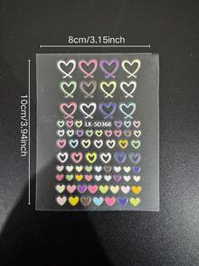Macaron Colorful Hollow Heart Face Sticker Set With Tweezers, Sweet & Cool Y2K Style Eye Makeup Stickers, Music Festival Stage Makeup Face & Collarbone Self-Adhesive Stickers - Multicolor - View 6