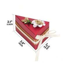 10 Pcs Christmas Cake Shape Gift Boxes Wedding Party Candy Boxes Triangle Candy Bag For Birthday Party Decor Supplies - Red - View 3