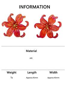 1 Pair/6 Pairs Colorful Flower Earrings Set, Niche Exaggerated Lily Large Flower Ear Accessories, Beach Vacation Vibe - Flower Earrings - View 11