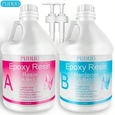 1-Gallon Epoxy Resin Kit With Accessories S Sizes. Includes Pump Kit For Coating, Casting, Resin Art, Jewelry, Tabletops, Bar Counters, Live-Edge Tables. Fast-Curing 2-Part Epoxy Casting Resin Set. Ideal For Valentine's Day Gift