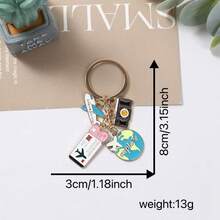 1pc Vintage Travel Enamel Keychain, Cute Airplane & Globe Pendant, Backpack Accessory For Travel Enthusiasts, Perfect Gift For Adventure Lovers - Pink+Green+Black - View 6