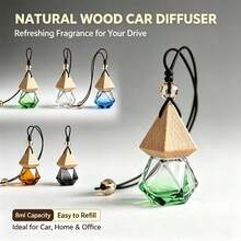 Hanging Car Aromatherapy Diffuser 8ml 5 Colors Glass Bottle Empty Refillable Essential Oil Fragrance Pendant Bottle Wooden Cap With Hanging Rope - View 2