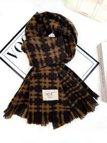 1pc Universal Multi-Color Plaid New Style Versatile Casual Scarf Suitable For Autumn/Winter - J-shaped Coffee - View 1