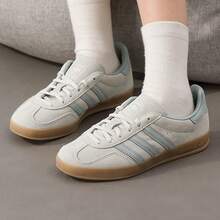 Adidas Sepatu Sneakers Low-Top Retro German Training Wanita Gazelle Terbaru - Abu-abu Hijau - View 4