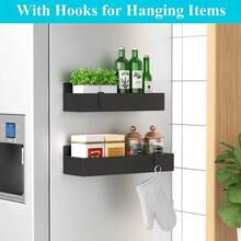 4/2pcs Large Capacity Black And White Multifunctional Wall Mounted Storage Rack, Non-Perforated Installation Storage Rack, Kitchen Refrigerator, Coffee Machine, Washing Machine, Kitchen Spice Rack, Simple And Fashionable Household Goods - View 11