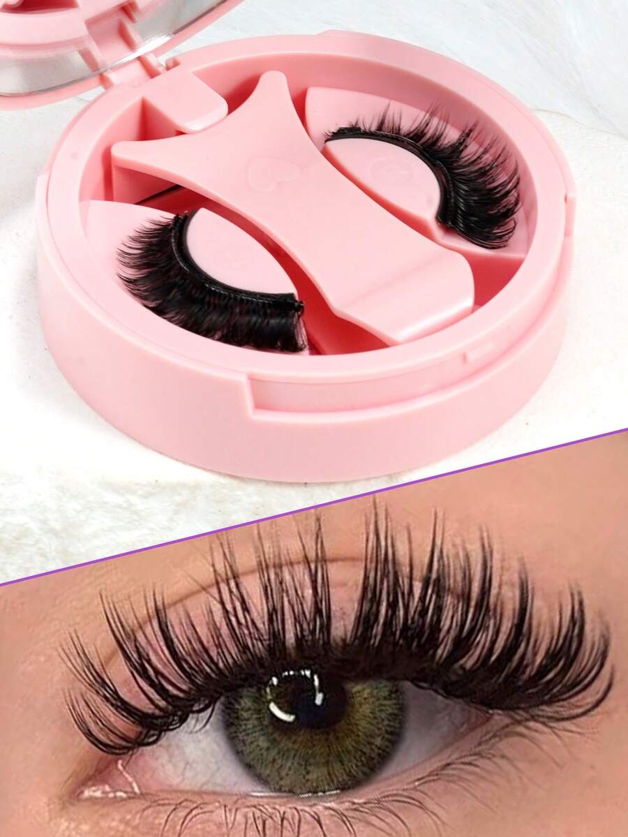 Magnetic Glue-Free Design, Portable Mirror Storage Box, Soft Curly Fur Texture, Comfortable To Wear, Reusable - View 1