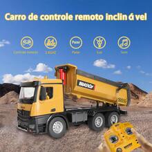 Caminhão Basculante de Controle Remoto Grande Brastoy Com Luz Som e Movimento na Caçamba - Amarelo - Visão 4