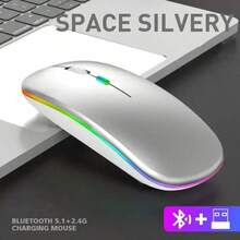 Mouse Nirkabel, Baterai Isi Ulang, Senyap, Desain Ultra Tipis (Penerima Bluetooth dan USB 2.4Ghz) Mouse Komputer Portabel, Cocok untuk Laptop dan Perangkat Apple - MultiWarna - View 9
