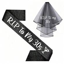 RIP 20th Birthday Black Veil 20th Death Theme Alternative Gothic Funeral Decor 30th Birthday Party Thirty And Standing Decorations Birthday Queen Crown Commemorative Gift Photo Props - Veil - View 14