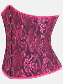 Court Style Jacquard Waist Cincher With Front Buckle And Back Lace-Up, Fishbone Corset For Daily Wear, Party And Halloween Outfit - Multicolor - View 52