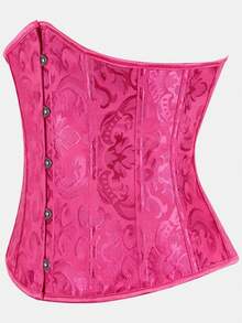 Court Style Jacquard Waist Cincher With Front Buckle And Back Lace-Up, Fishbone Corset For Daily Wear, Party And Halloween Outfit - Multicolor - View 65
