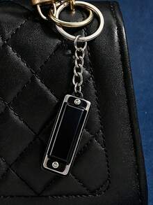1Pc Playable Mini Harmonica Keychain Matte Coating Shell With Extended Metal Chain Stainless Steel Ring Portable Car Ornament Bag Charm - Multicolor - View 1
