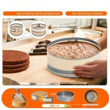 Reusable Non-Stick Cake Baking Mat Set, Round Cake Bottom Mat + Adjustable Cake Side Band, High Temperature Resistant Baking Release Mat, Oven Cake Mold Liner, Easy Release Cake Baking Accessories, Washable And Reusable Baking Tools, Suitable For Sponge Cake, Chiffon Cake, Replaceable Disposable Baking Parchment Paper, Flexible Adjustable Cake Side Band, Home DIY Baking Supplies - View 12