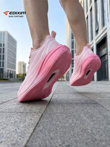 EDIXIM Women's Soft Sole Road Running Shoes 2026 Summer Mesh Breathable Student Sports Shoes Shock Absorbing Lightweight Running Shoes - Pink - View 5
