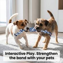 Pet Rope Toy - Durable Braided Knot, Suitable For Chewing Dogs, Interactive Tug Toy With Hand-Pull Knot, Can Withstand Strong Pulling, Ideal For Pet Interaction Training And Teeth Cleaning - Blue and White - View 7